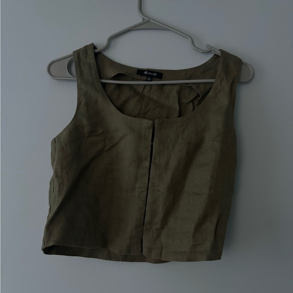Madewell linen green set - crop top and harlow pant - Picture 3 of 8